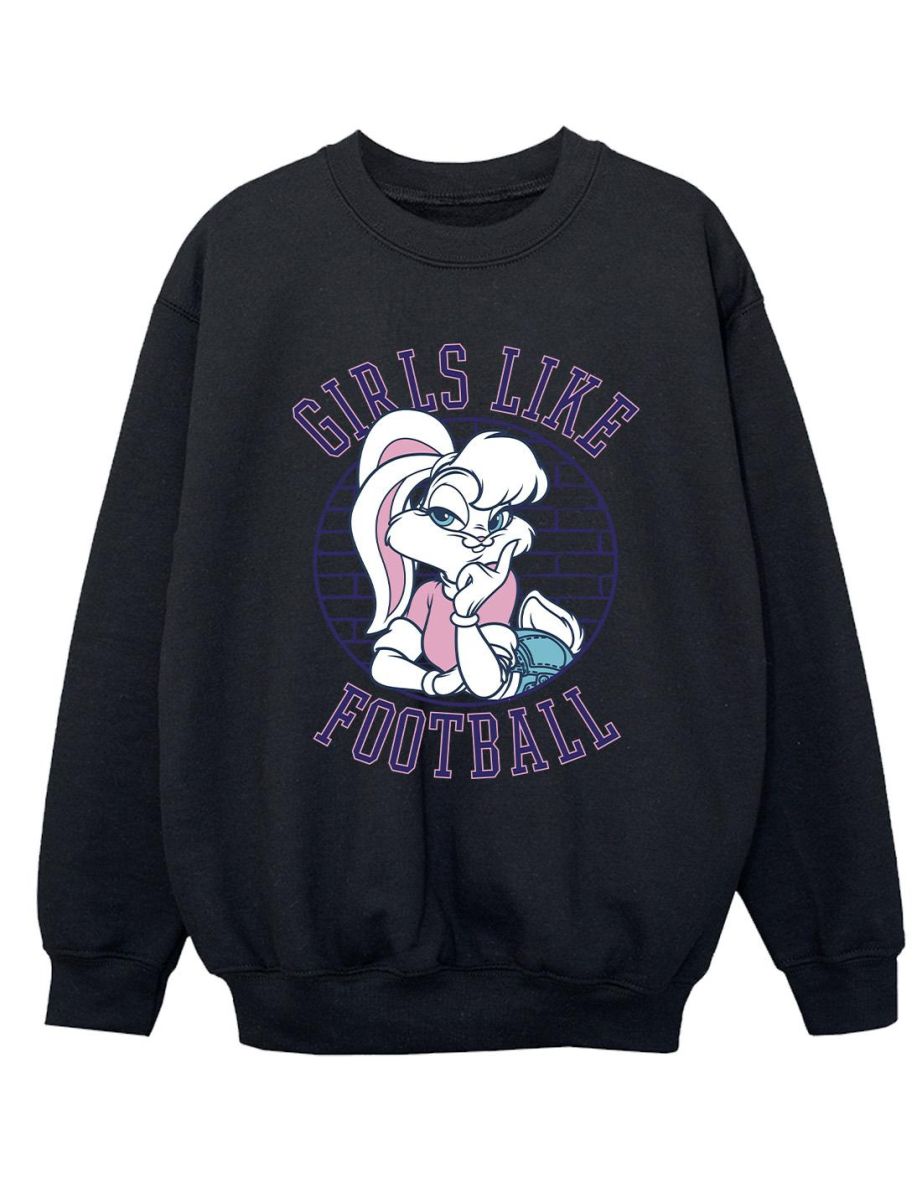 Looney Tunes Boys Lola Bunny Girls Like Football Sweatshirt - Black