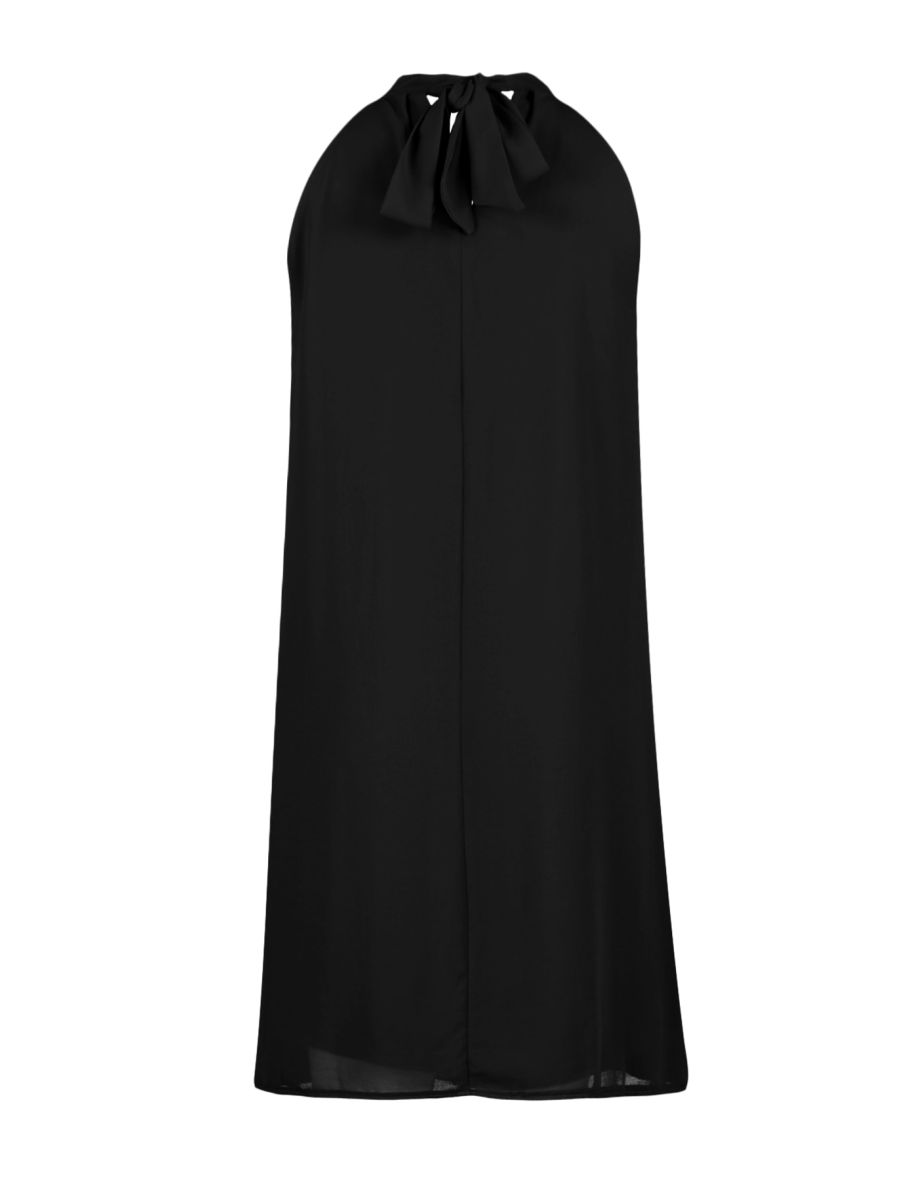 Black Halter Neck Column Mini Dress - 7