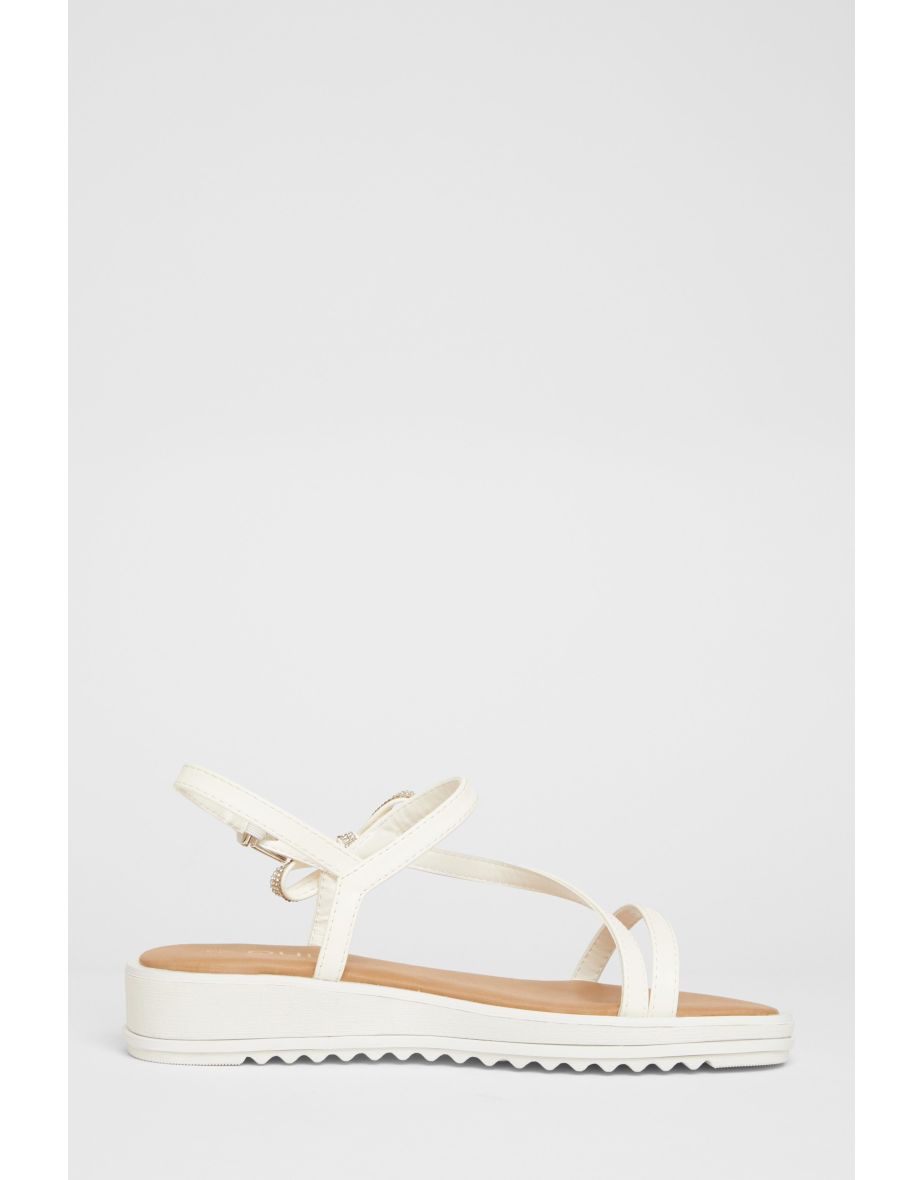White Strappy Bow Detail Sandal - 4