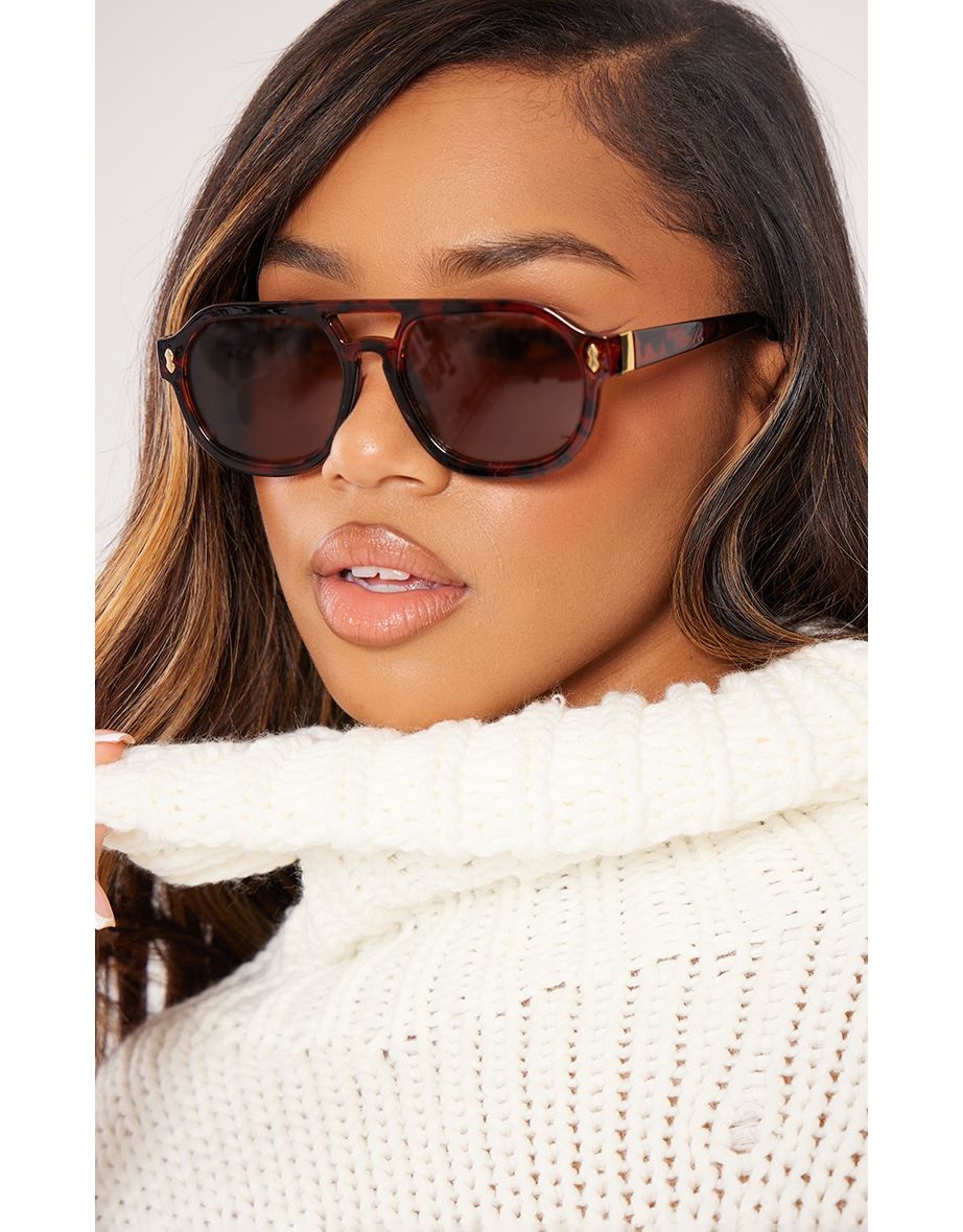 Shop Tortoiseshell Round Frame Bar Aviator Sunglasses Online in Oman VogaCloset