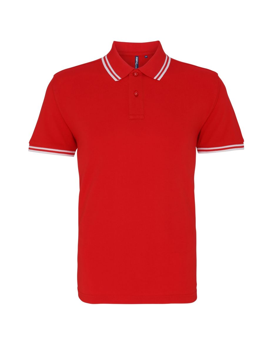 Asquith & Fox Mens Classic Fit Tipped Polo Shirt - Red/White