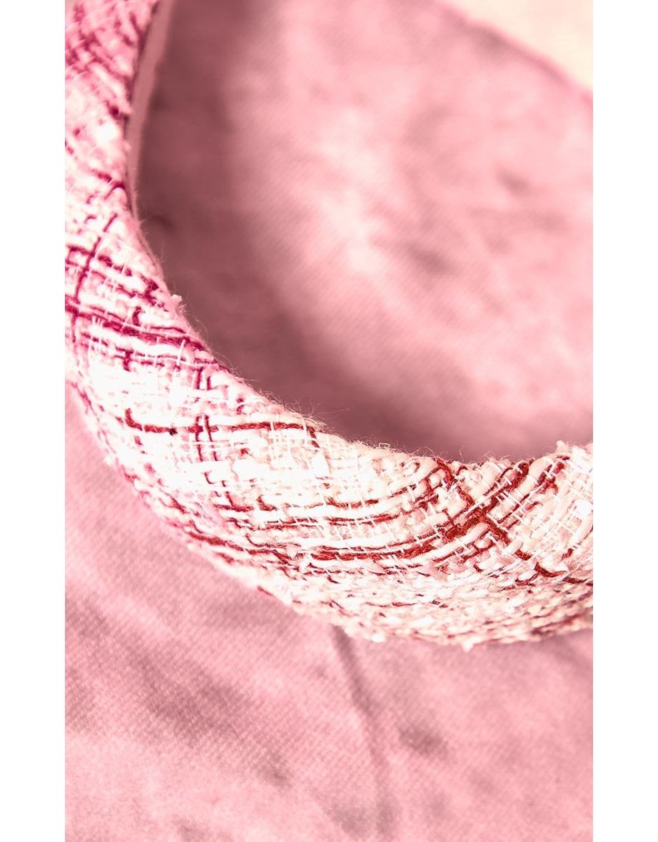 Pink Boucle Check Padded Headband - 2