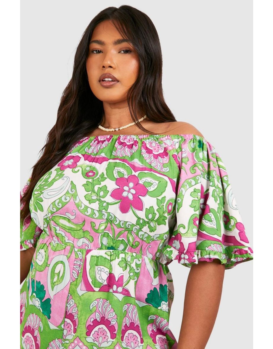 Plus Woven Floral Bardot Playsuit - 3