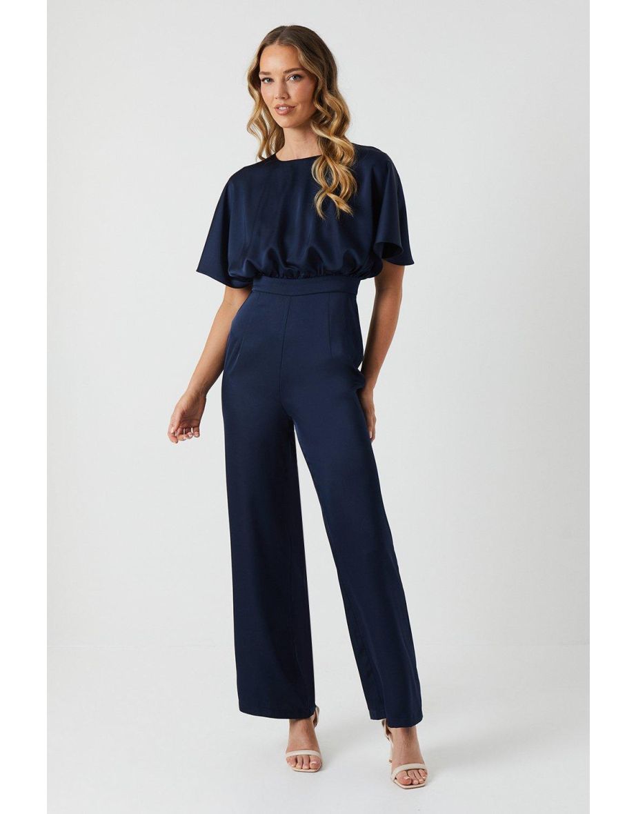 Cape Top Satin Bridesmaids Jumpsuit