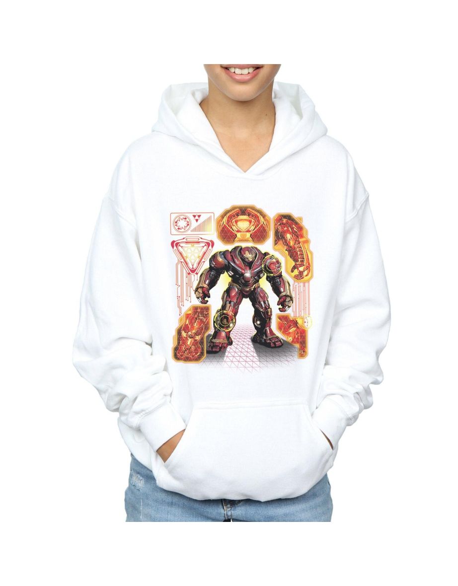 Marvel Boys Avengers Infinity War Hulkbuster Blueprint Hoodie - White - 3