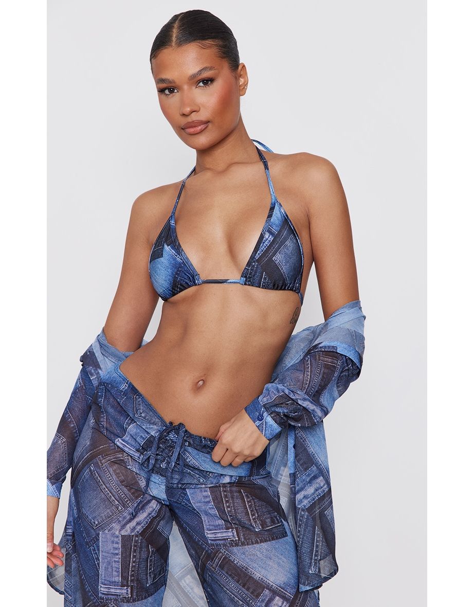 Denim triangle bikini on sale