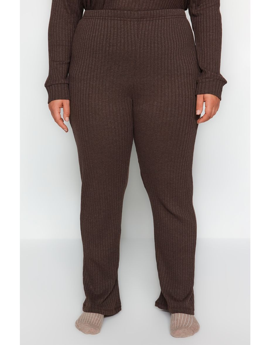 Brown Hooded Relaxed Camisole Plus Size Bottom-Top Suit - 6
