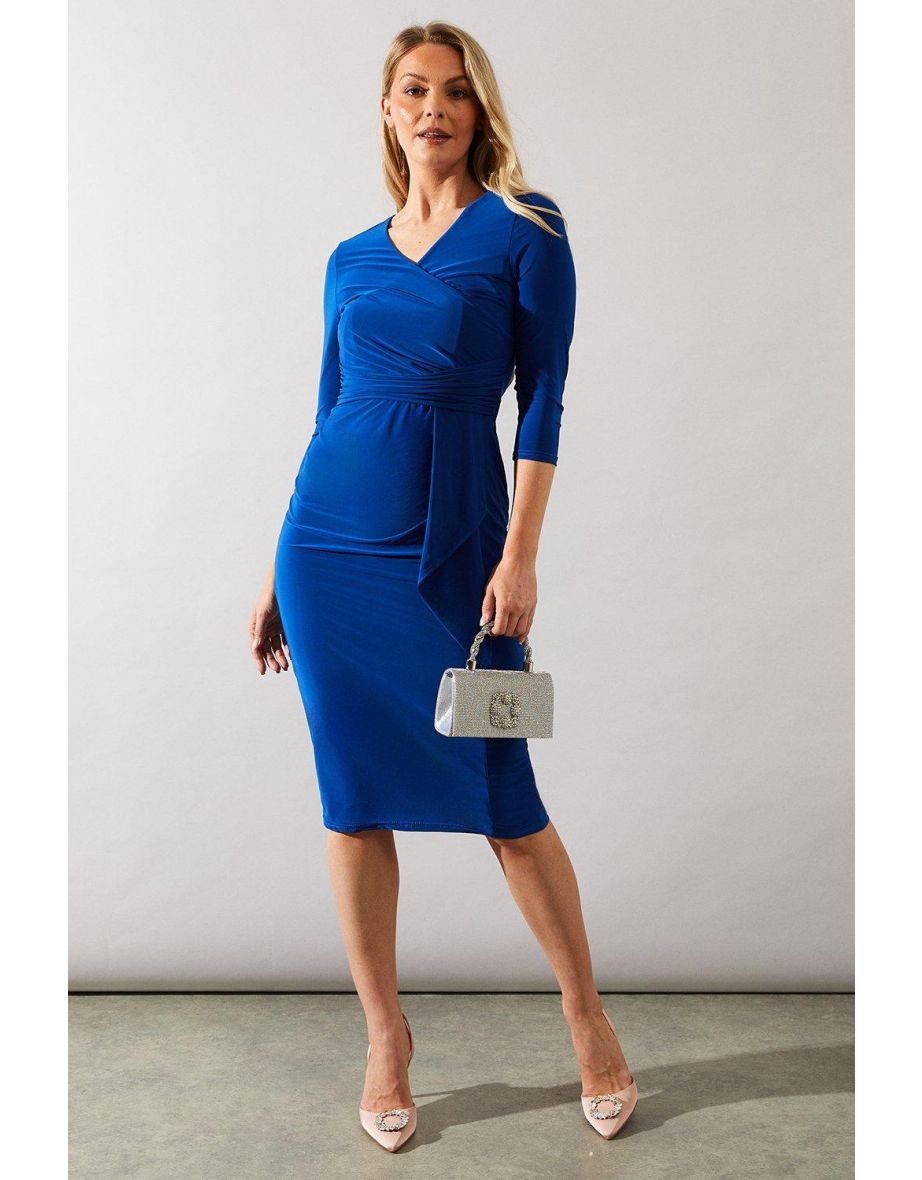 Occasion Drape Ruched Waist Midi Dress