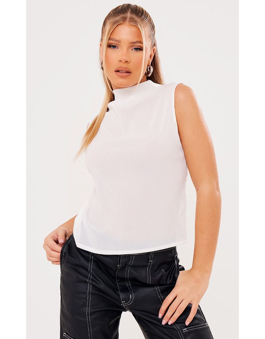 Shop Ivory Sheer Textured Chiffon Top Online in Oman VogaCloset