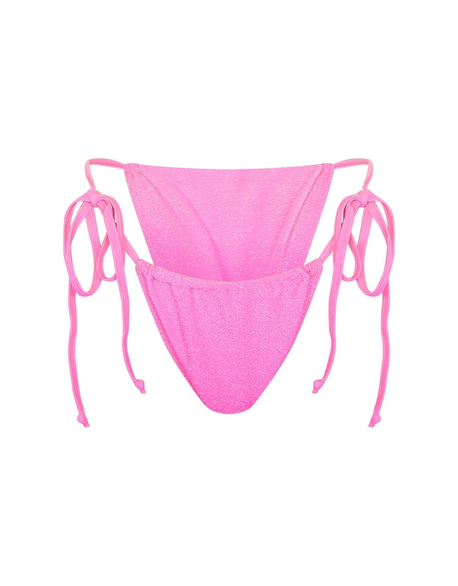 Pink Heart Trim Glitter Triangle Bikini Top - 3