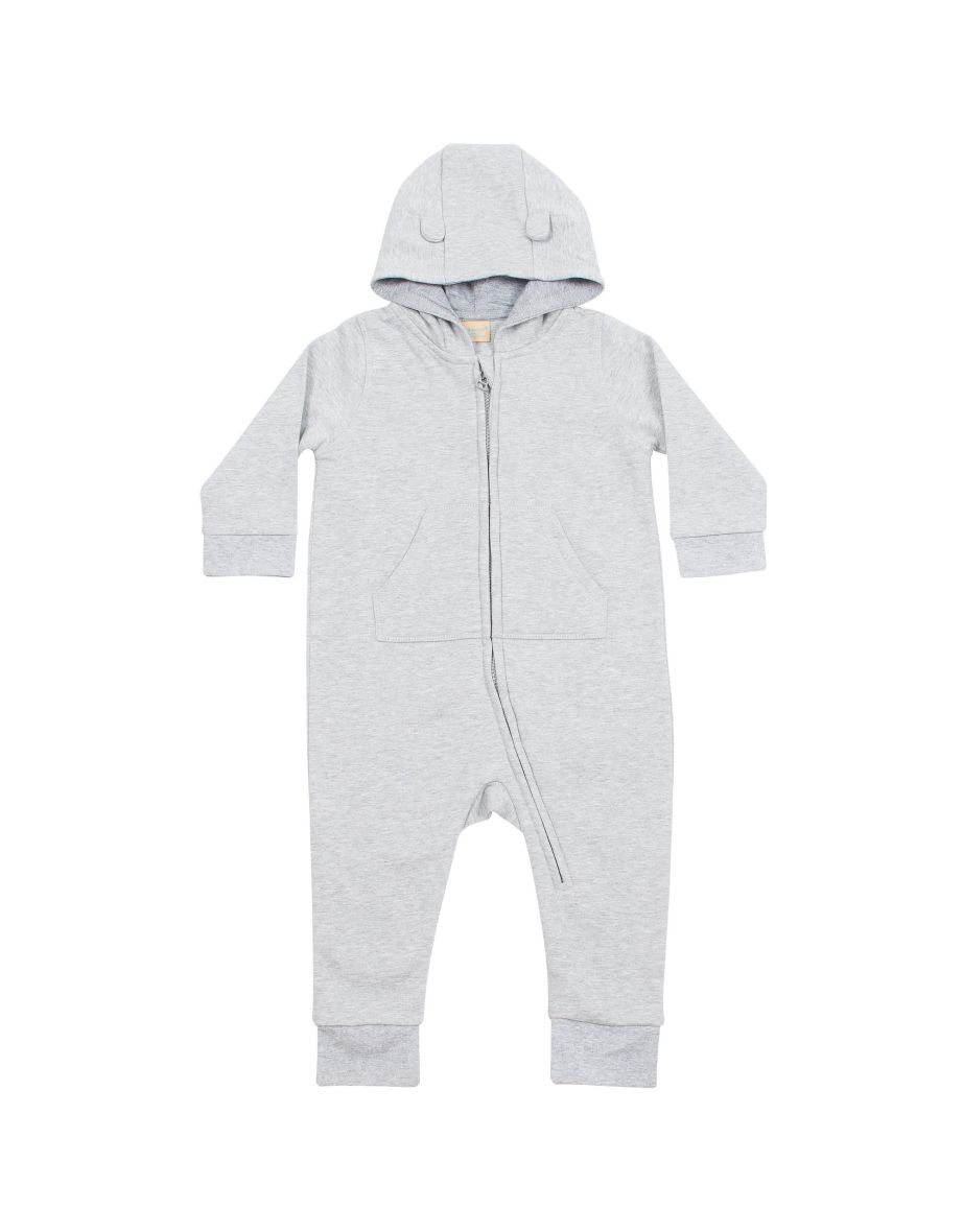 Larkwood Baby Unisex Fleece All-In-One Romper Suit - Heather Grey