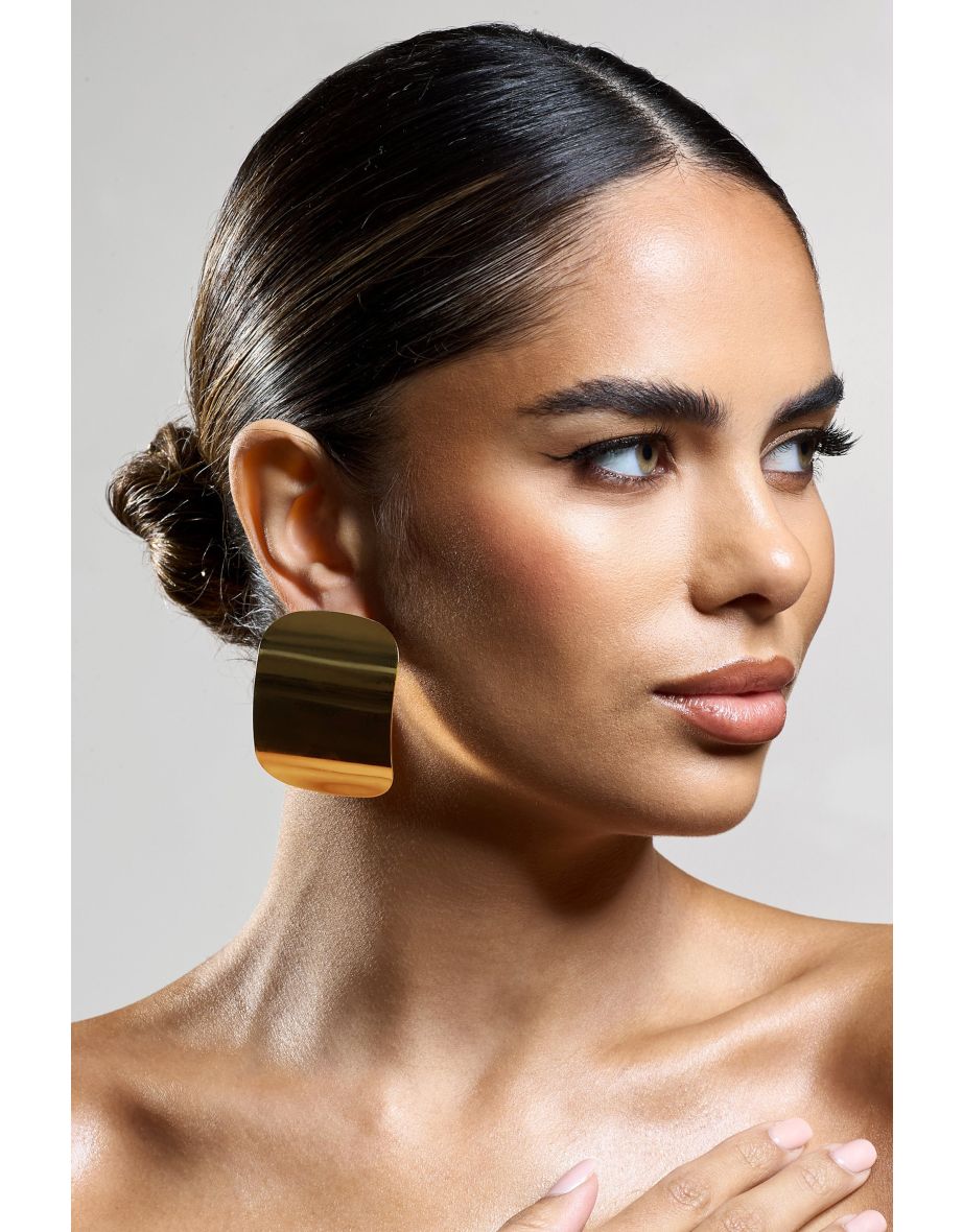 Jasper | Gold Rectangle Statement Earrings