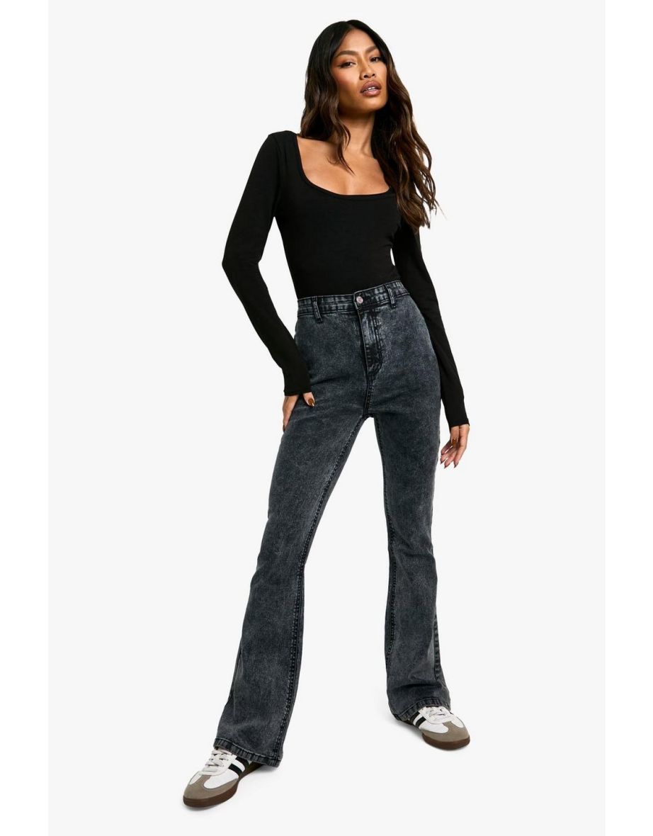 Butt Shaper High Rise Flared Jeans - grey