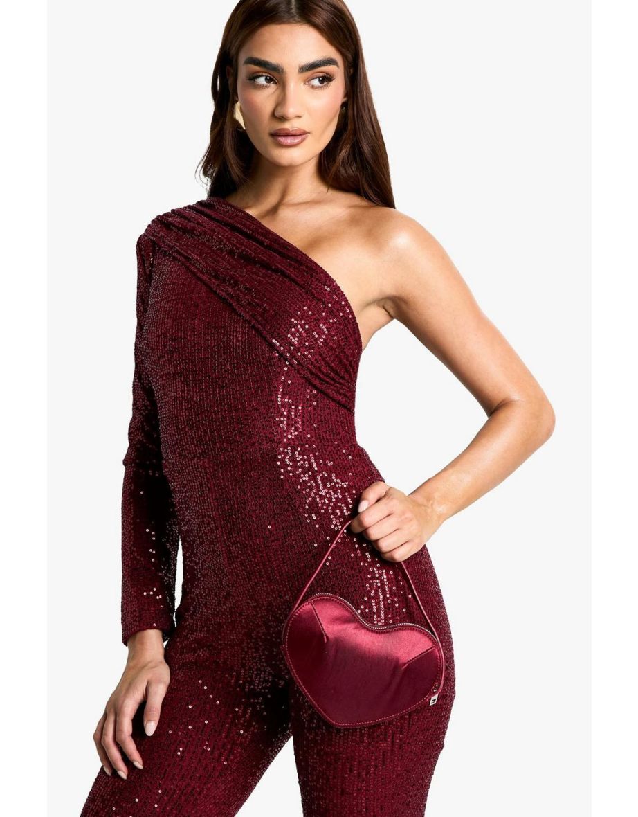 Asymmetric Sequin Wide Leg Jumpsuit - 3