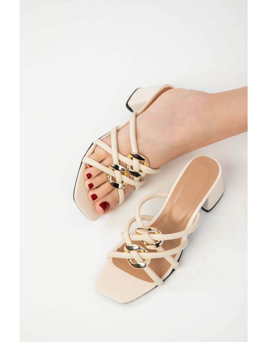 Women's Beige Classic Heeled Shoes