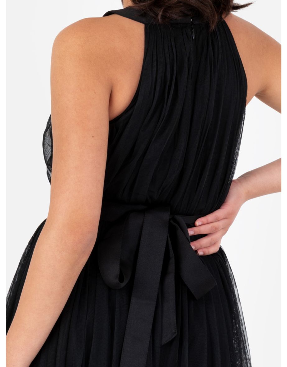 Maya Black Satin Sash Belt - 3
