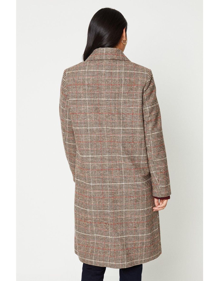 Petite Brushed Check Car Coat - 2