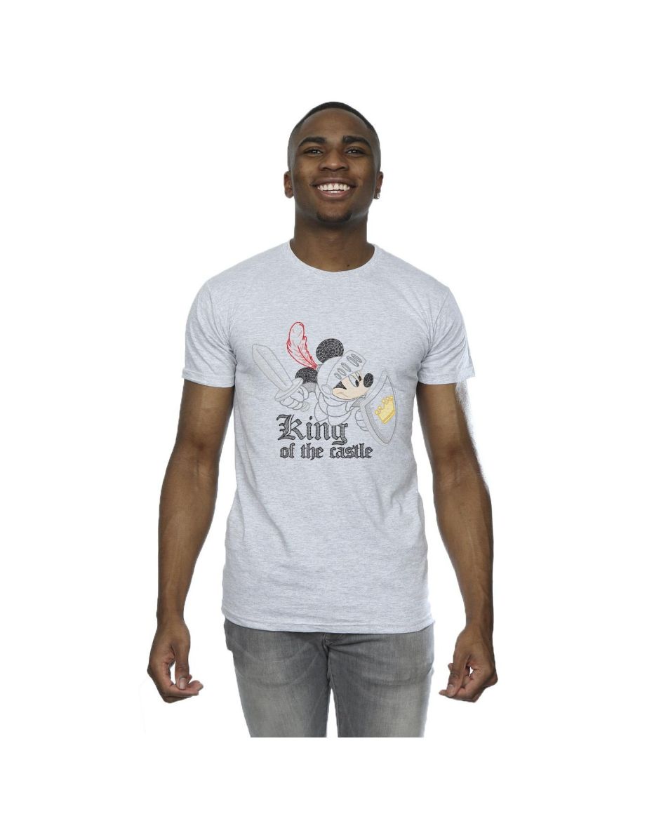 Disney Mens Mickey Mouse King Of The Castle T-Shirt - Sports Grey