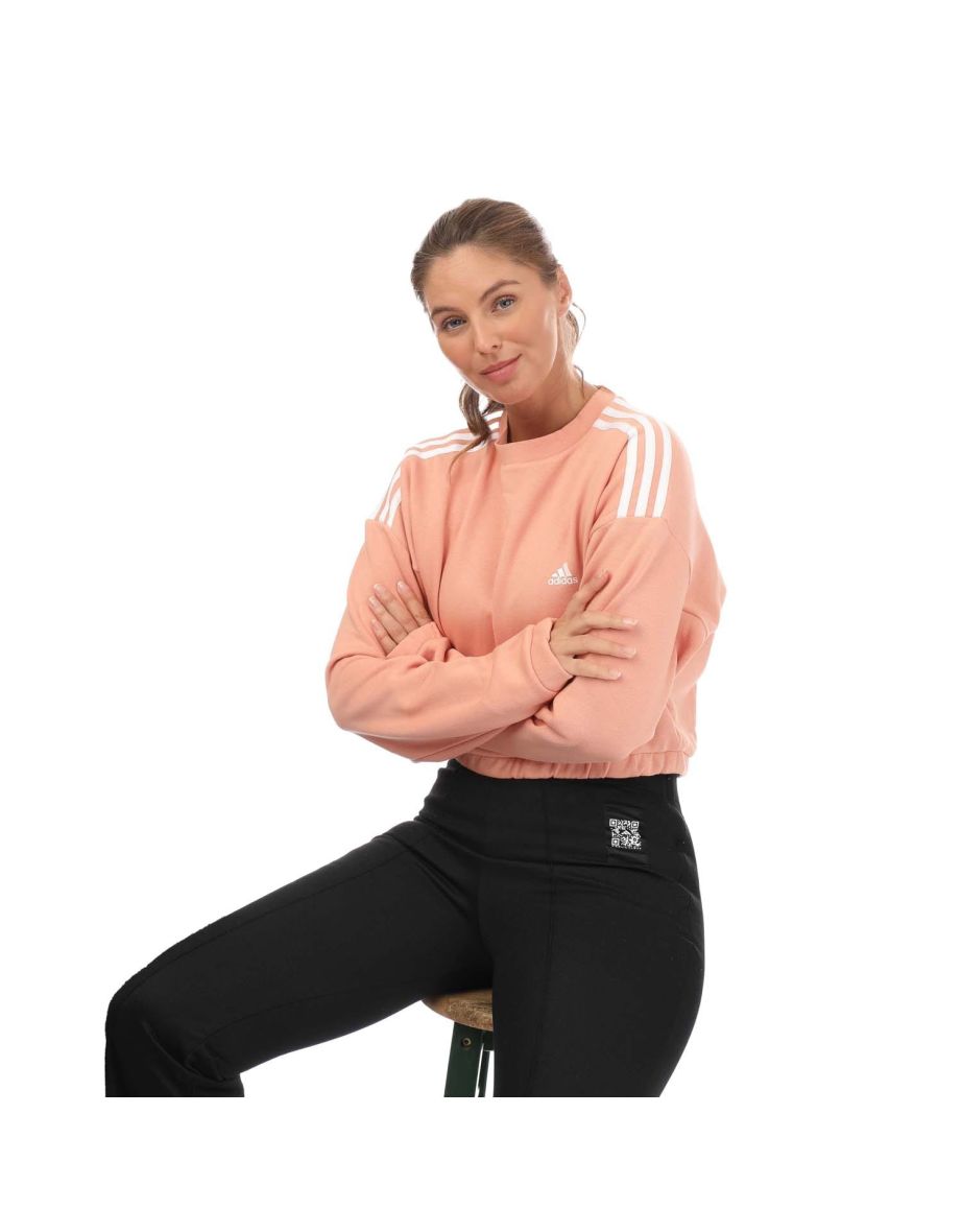 Women's adidas Hyperglam Crop Crew Sweatshirt in Pink - 4