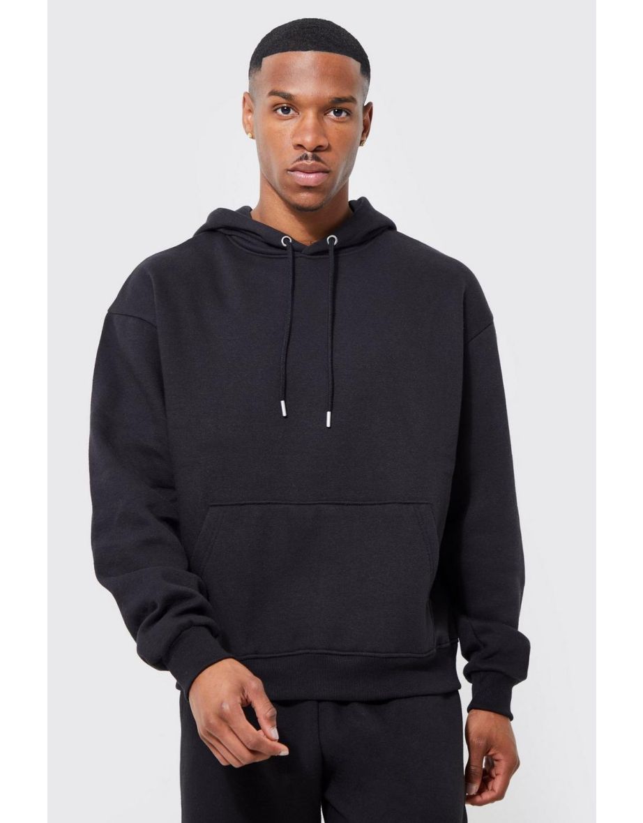 Basic Oversized Boxy Hoodie - black