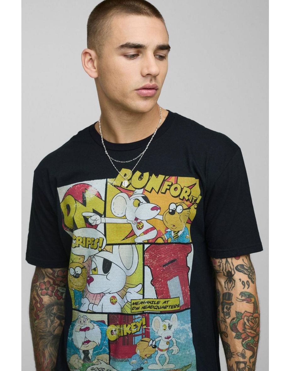 Oversized Danger Mouse License Printed T-Shirt - black