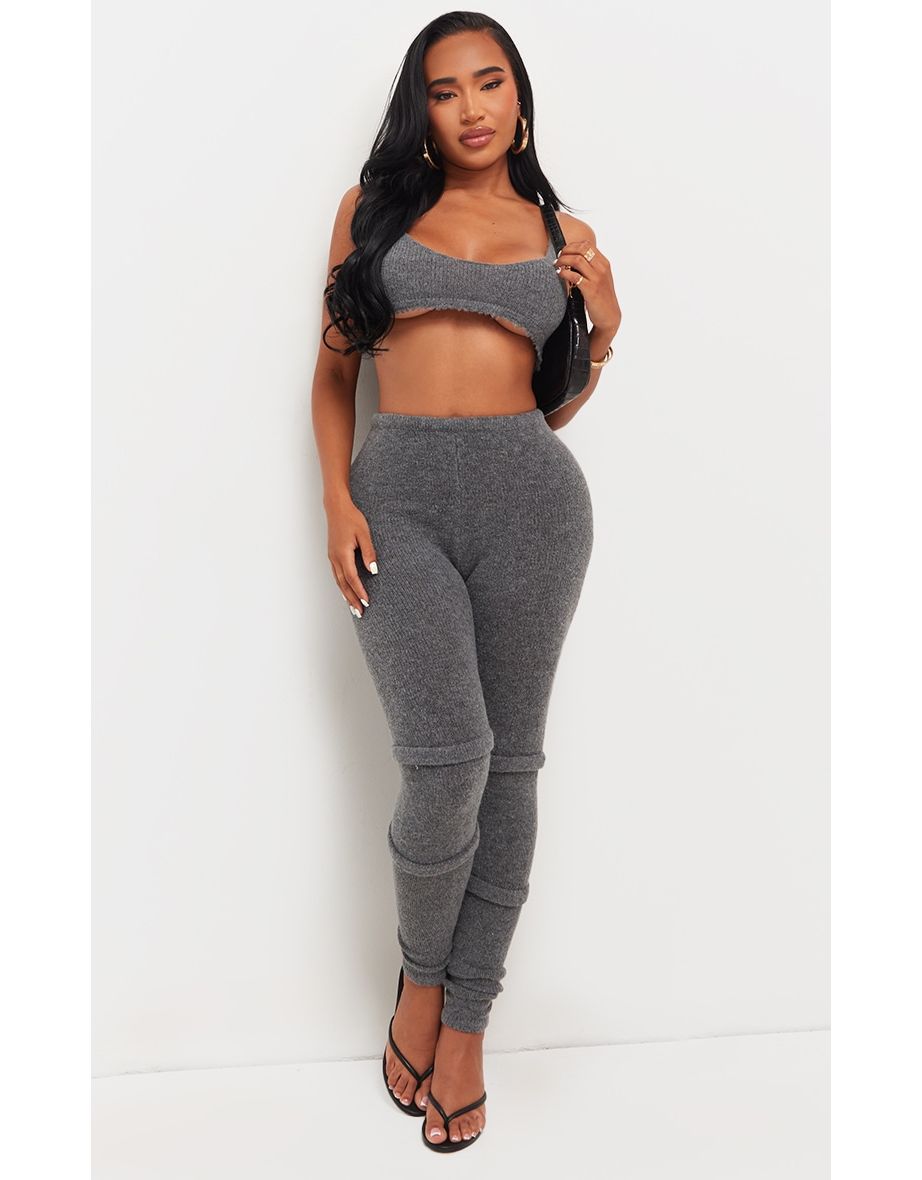 Shape Charcoal Knit Extreme Crop Bralet