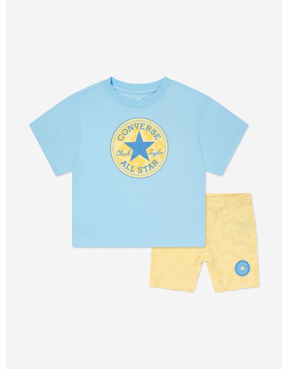 Girls Chuck Patch T-Shirt And Biker Shorts Set in Yellow
