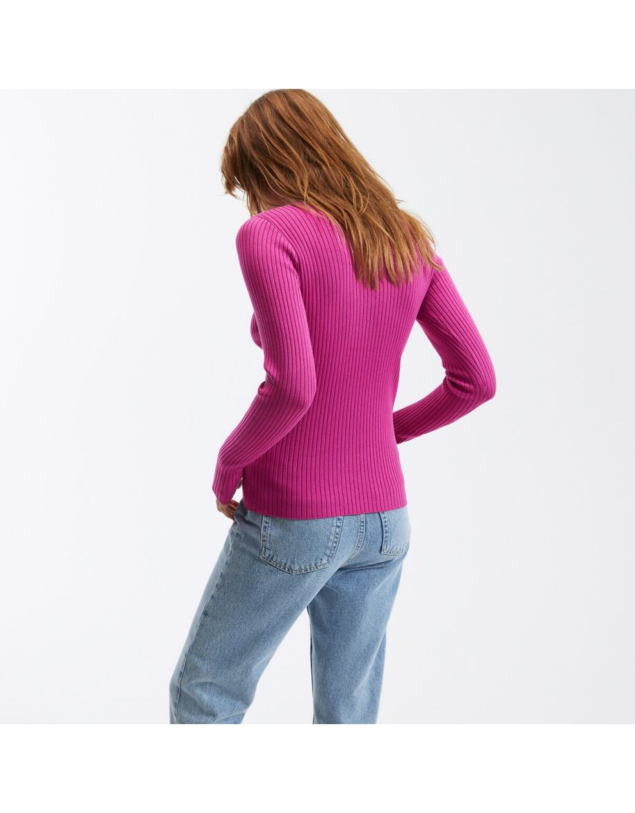 Basic Turtleneck Jumper/Sweater in Ribbed Knit - 4