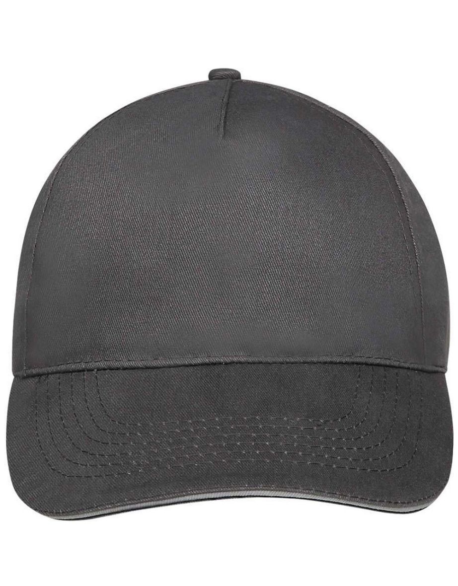 SOLS Unisex Sunny 5 Panel Baseball Cap - Dark Grey/Light Grey - 3