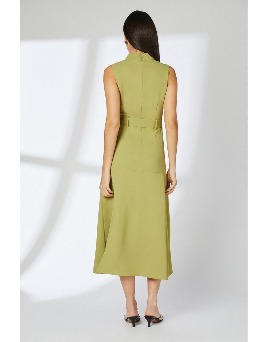 Seam Detail Belted Midi Dress - 3