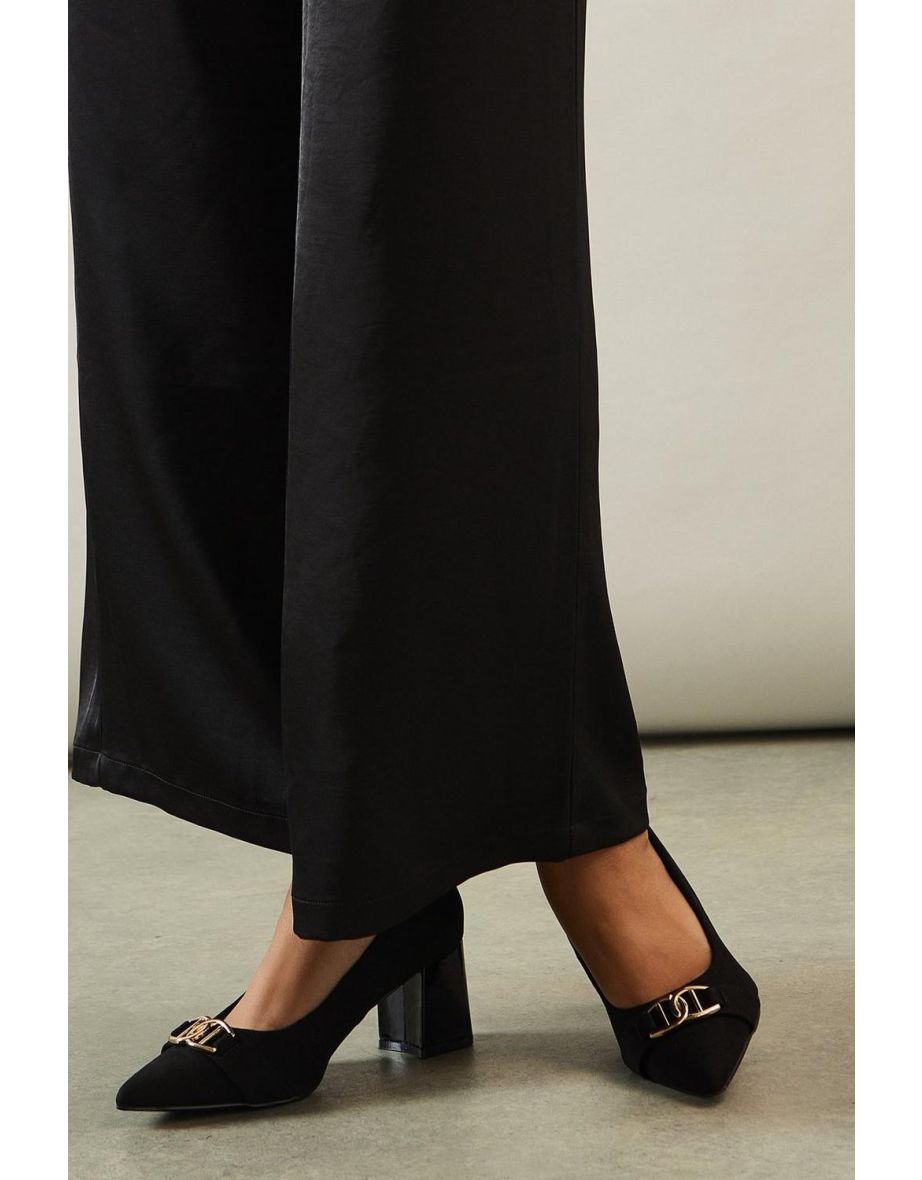 Wide Fit Darcy Pointed Trim Detail Block Heel Court