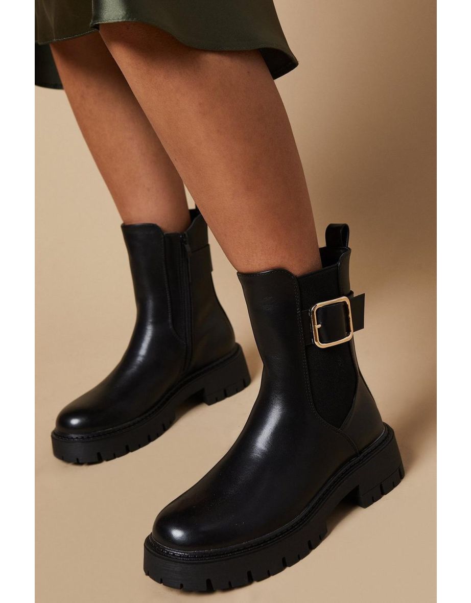 Omar Buckle Detail Elastic Gusset Chelsea Boot