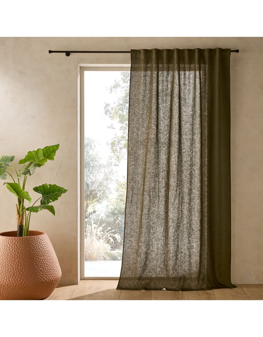 Private Ruffled 100% Washed Linen Curtain