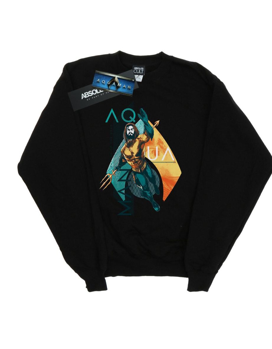 DC Comics Boys Aquaman Tropical Icon Sweatshirt - Black