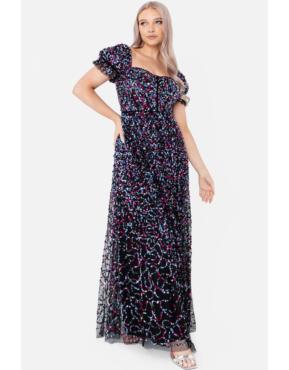 Maya Fully Embellished Sweetheart Neckline Maxi Dress