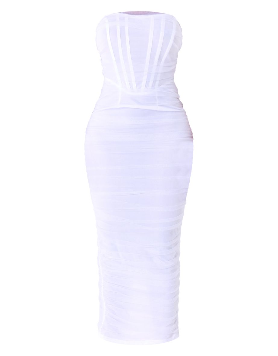 Shop Shape White Mesh Corset Bandeau Maxi Dress Online in
