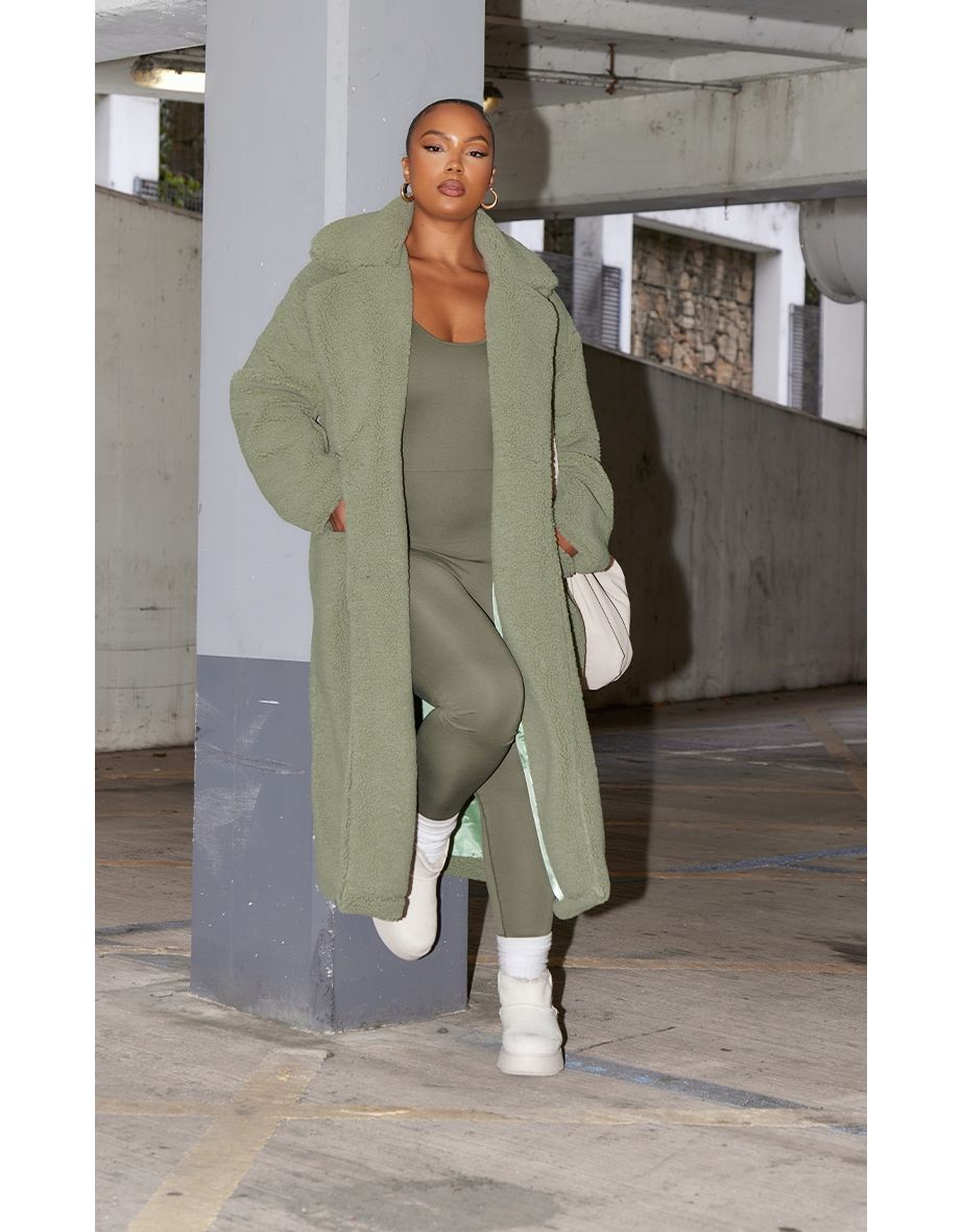 Khaki borg coat hotsell