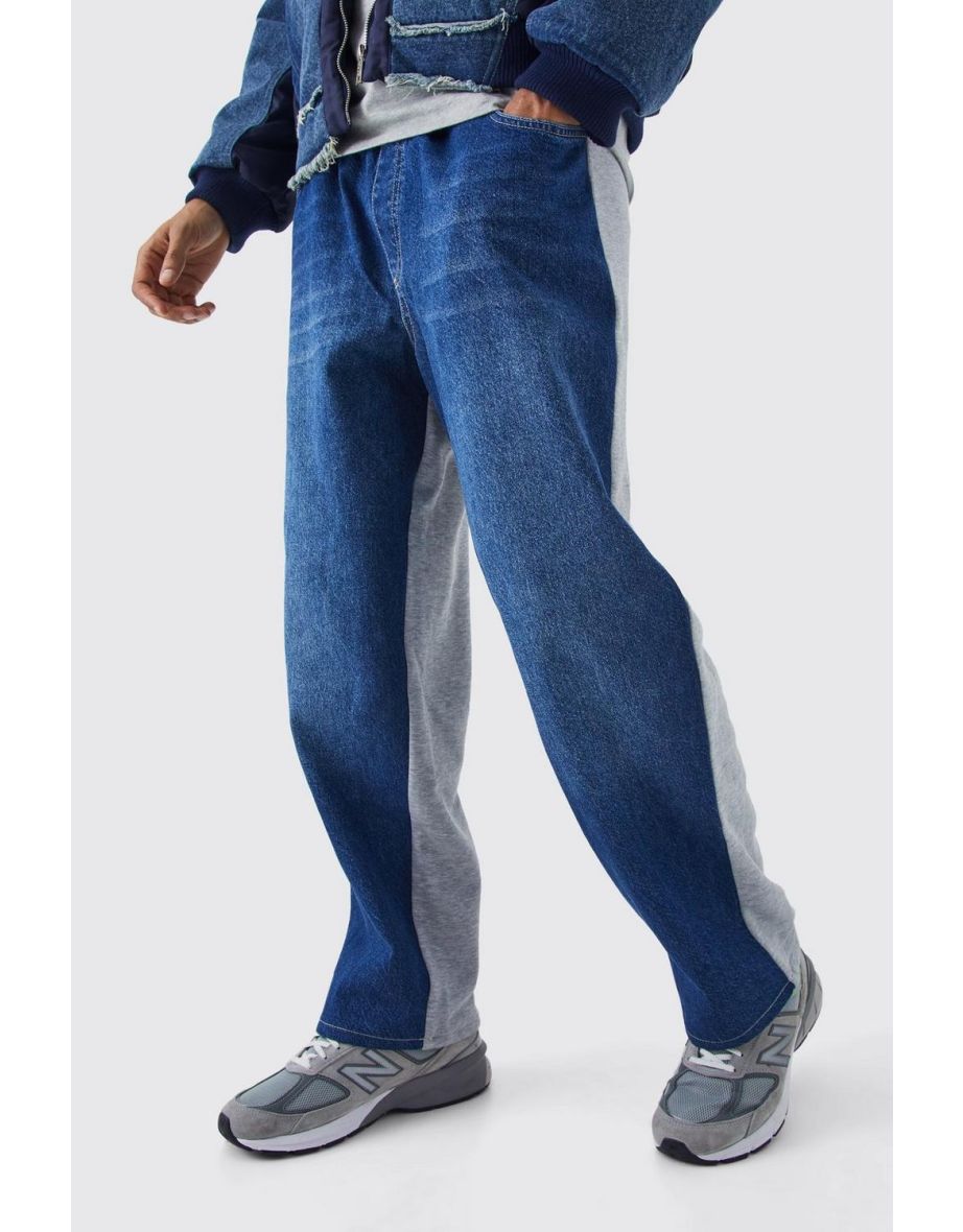 Shop Baggy Fit Elastic Waist Hybrid Jogger Jean dark blue Online in Oman VogaCloset