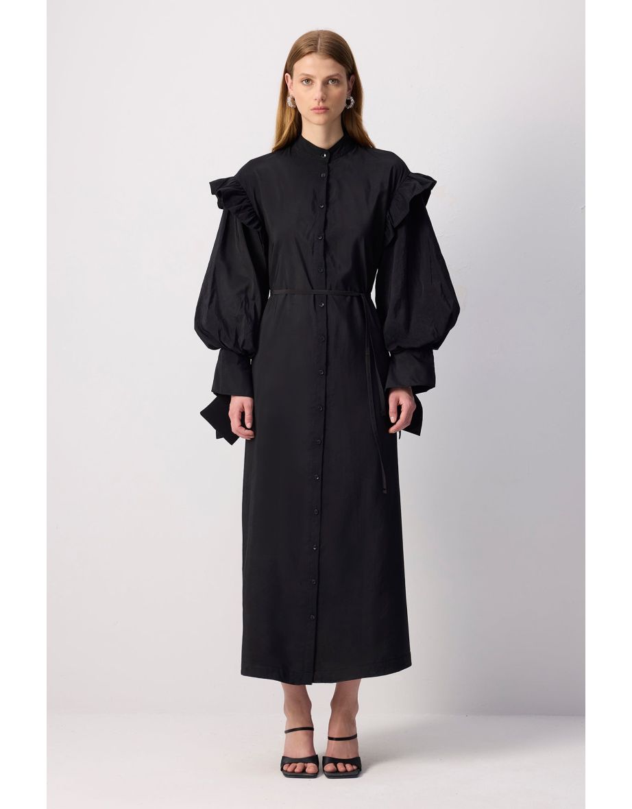 RUFFIED CUPRA DRESS