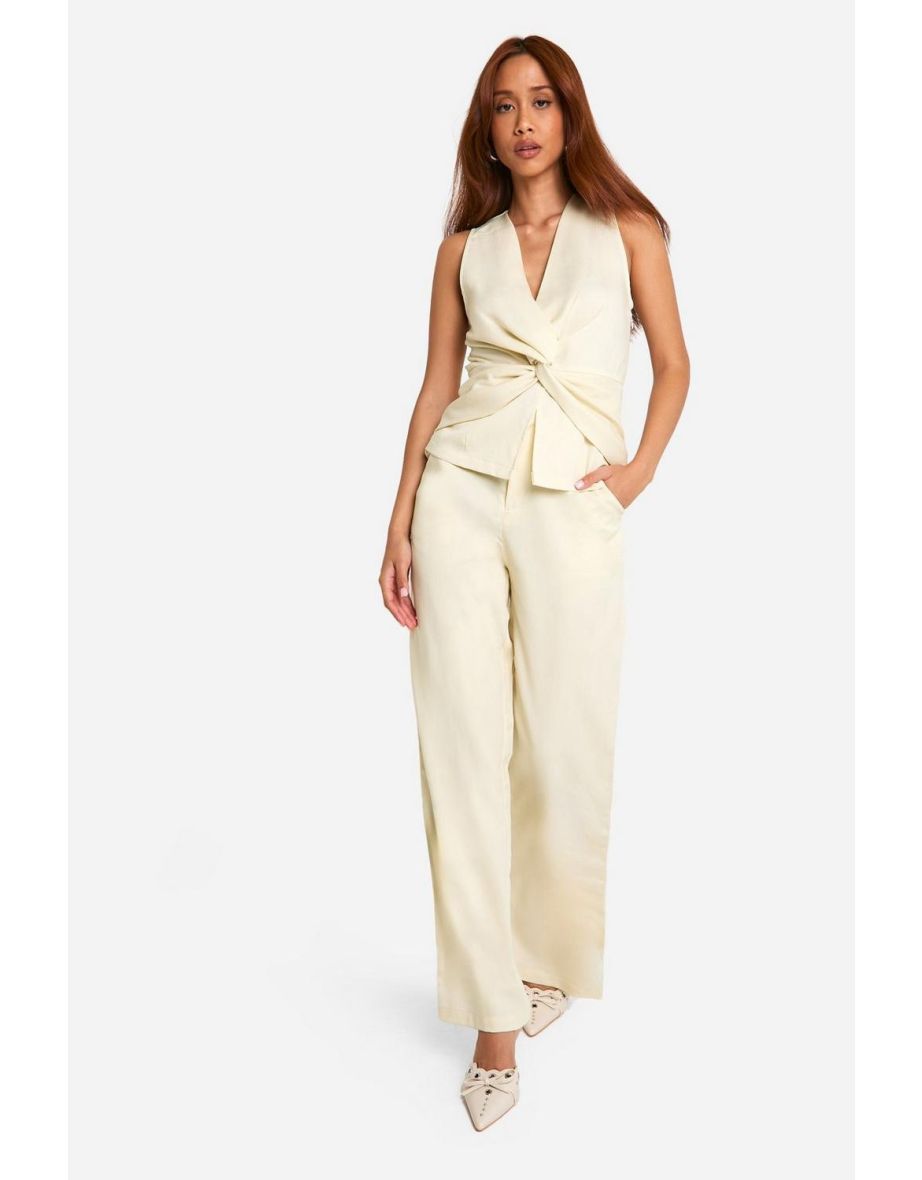 Twist Front Longline Top - ecru