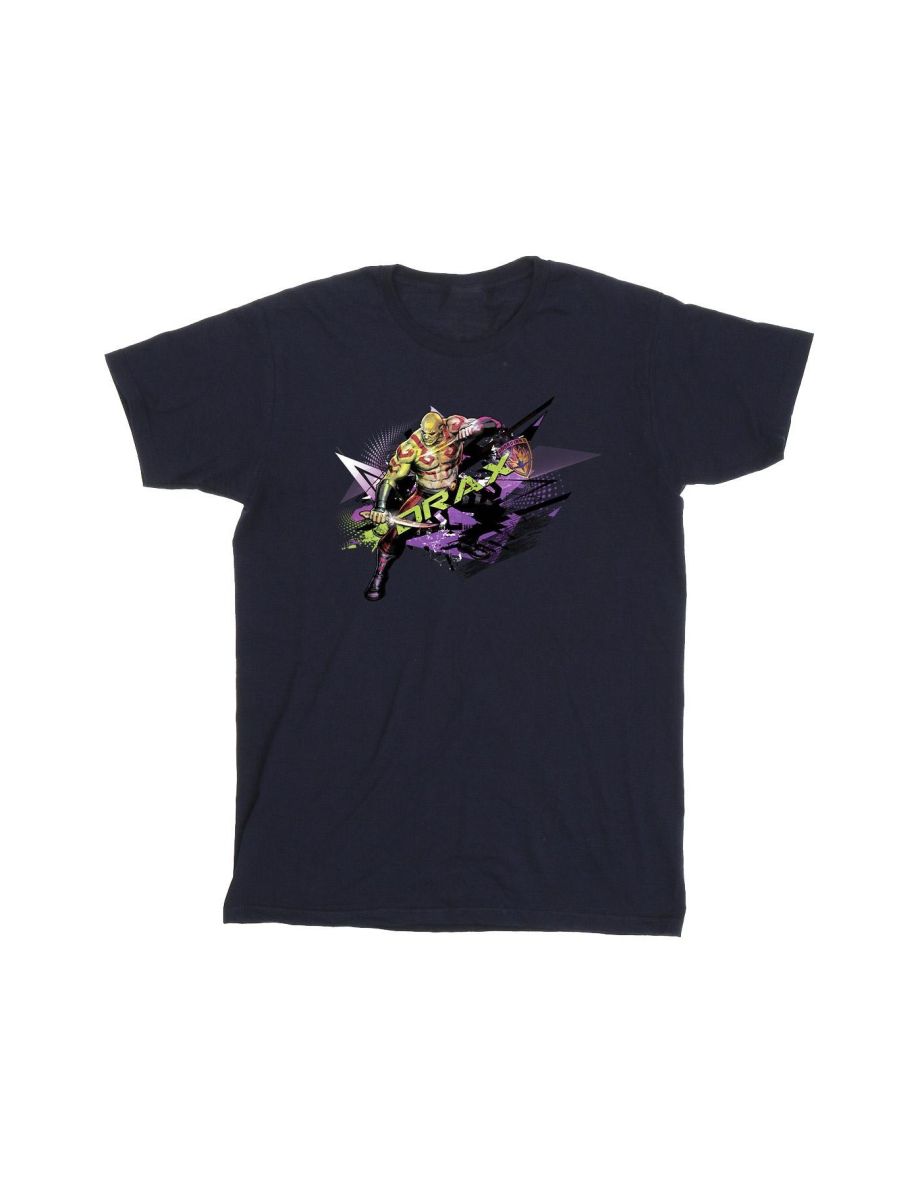 Marvel Girls Guardians Of The Galaxy Abstract Drax Cotton T-Shirt - Navy Blue - 1