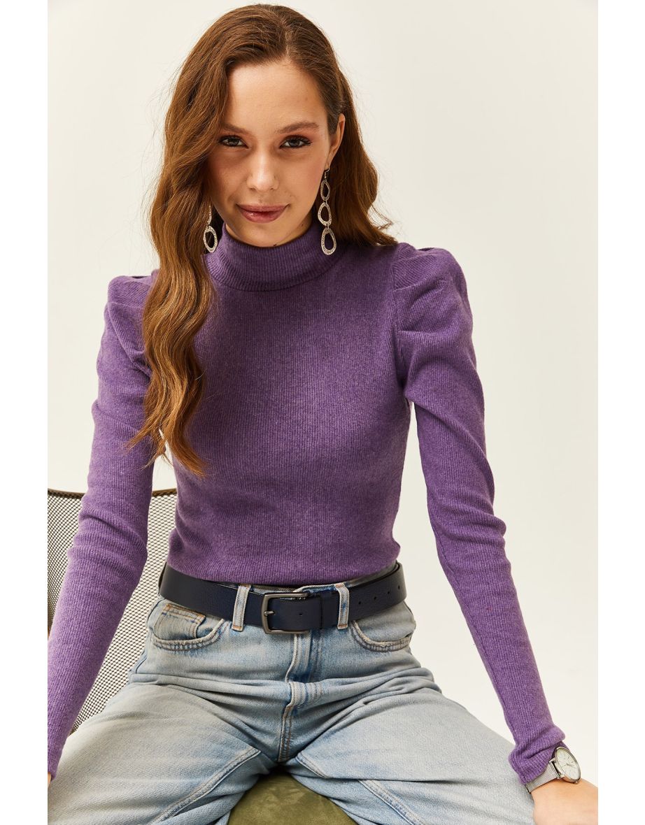 Women's Purple Princess Sleeve Lycra Blouse - 4