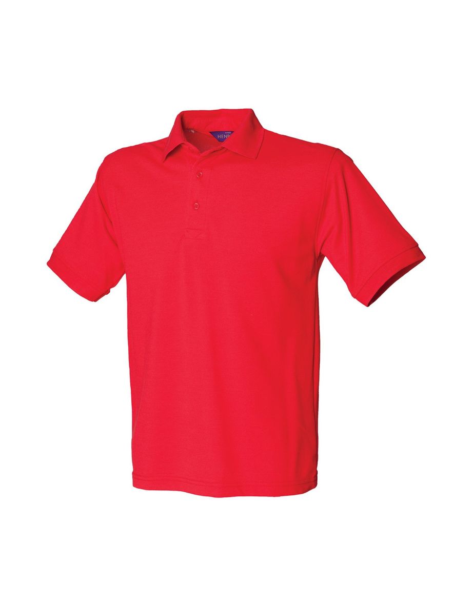 Henbury Mens Polycotton Heavy Polo Shirt - Red