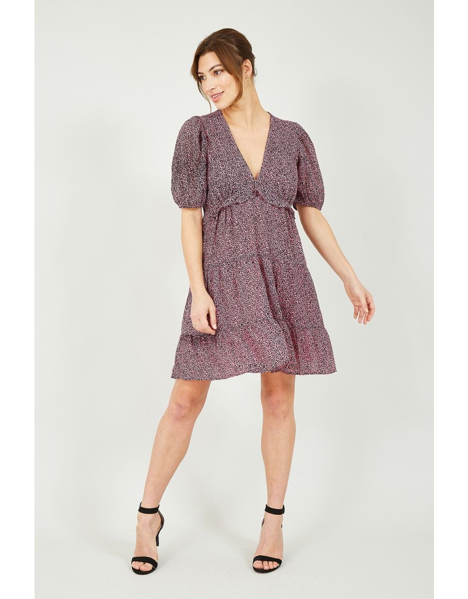 Yumi Pink Leopard Print Swing Dress