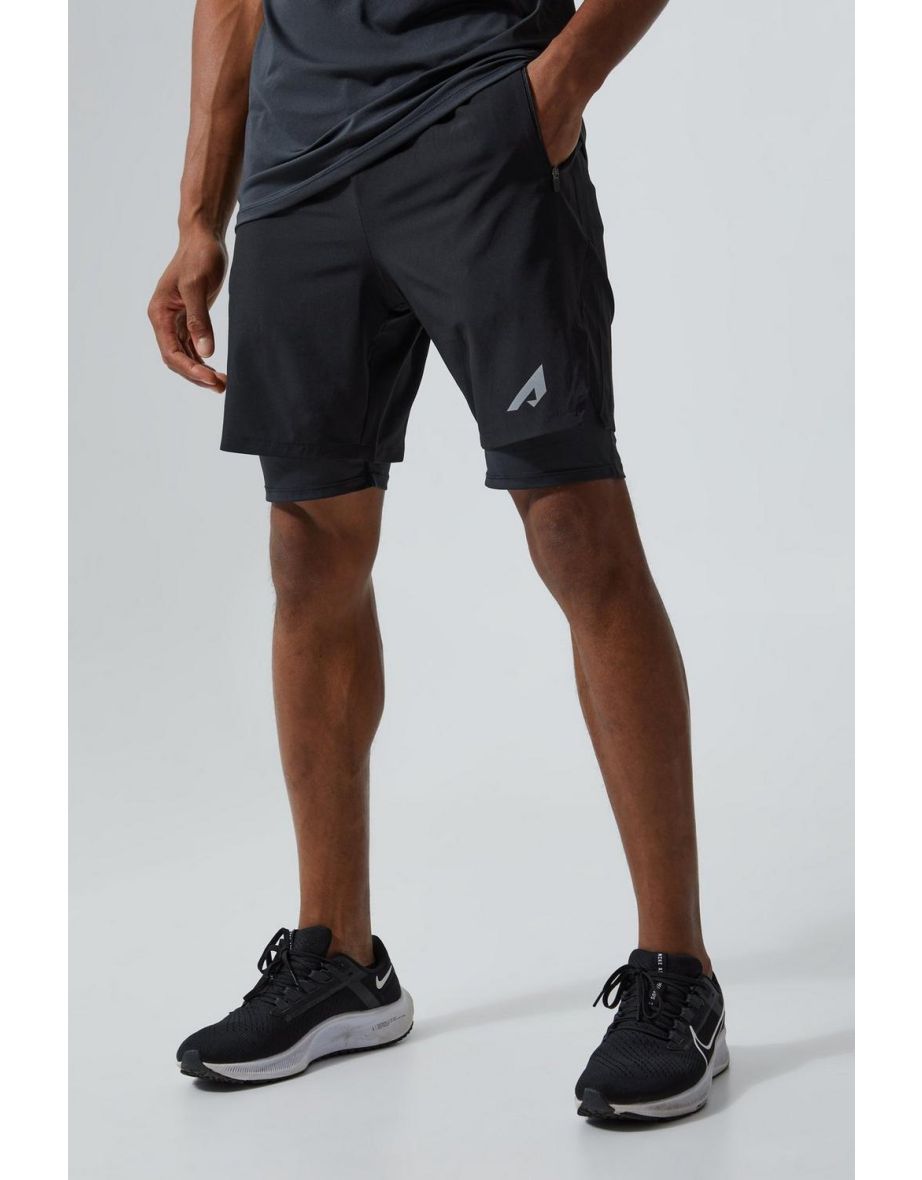Active 2 In 1 Reflective Shorts - black