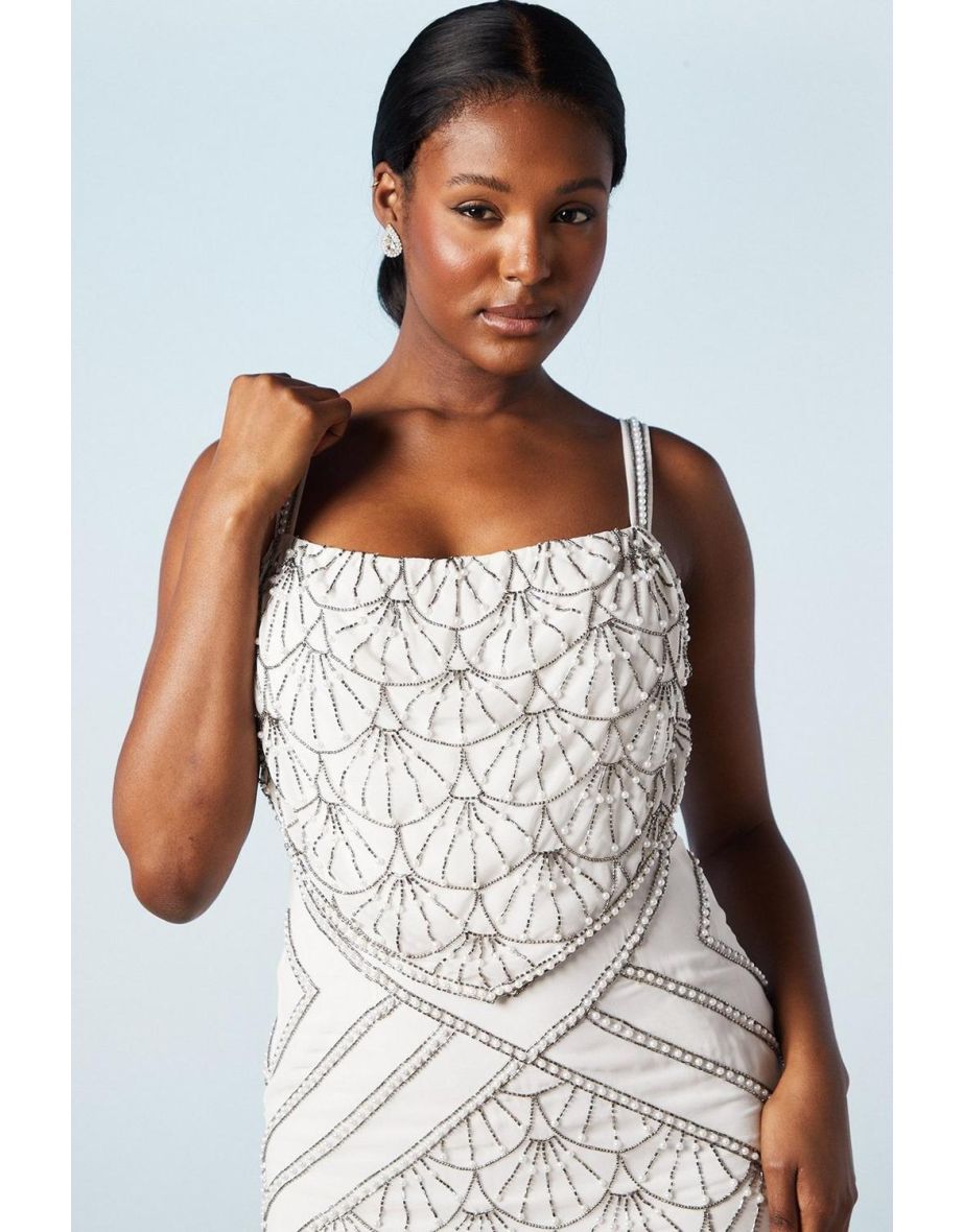 Art Deco Scallop Cowl Back Dress - 3