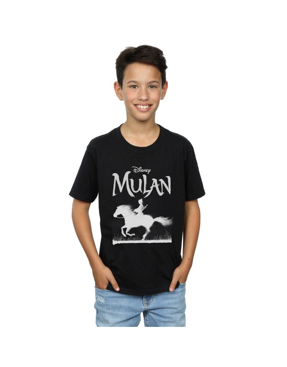 Disney Boys Mulan Movie Mono Horse T-Shirt - Black