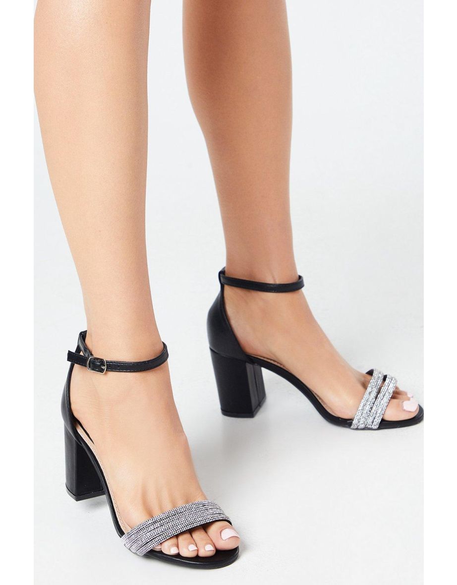 Macleaya Diamante Block Heel Sandals