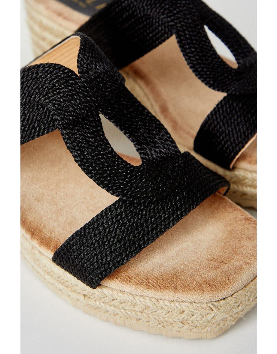 Rona Comfort Rope Detail Espadrille Medium Wedge Mules - 3
