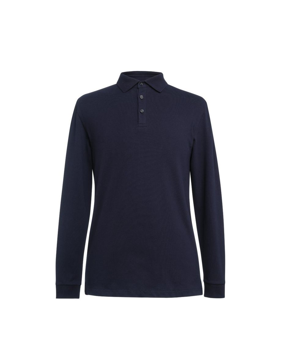 Brook Taverner Mens Frederick Long-Sleeved Polo Shirt - Navy